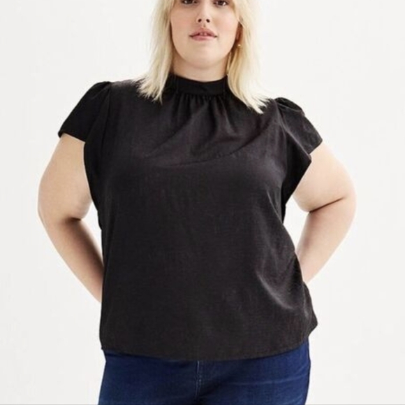 Nine West black mock neck jacquard top size 1X - Picture 9 of 10